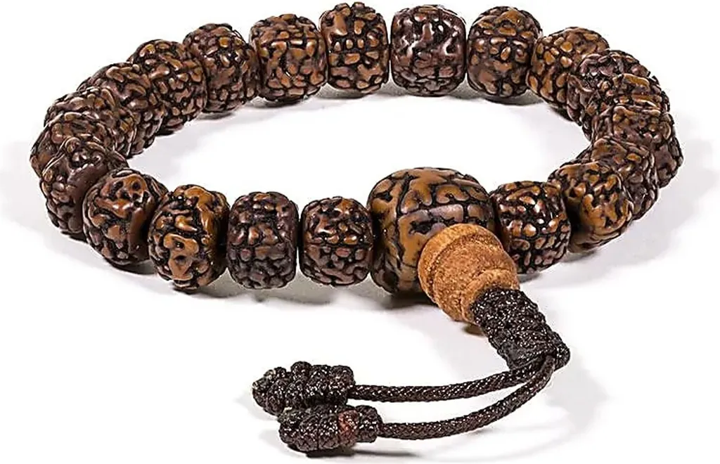 Bracelet Rudraksha poli 21 perles réglables 8mm - Lot de 4 pièces zen