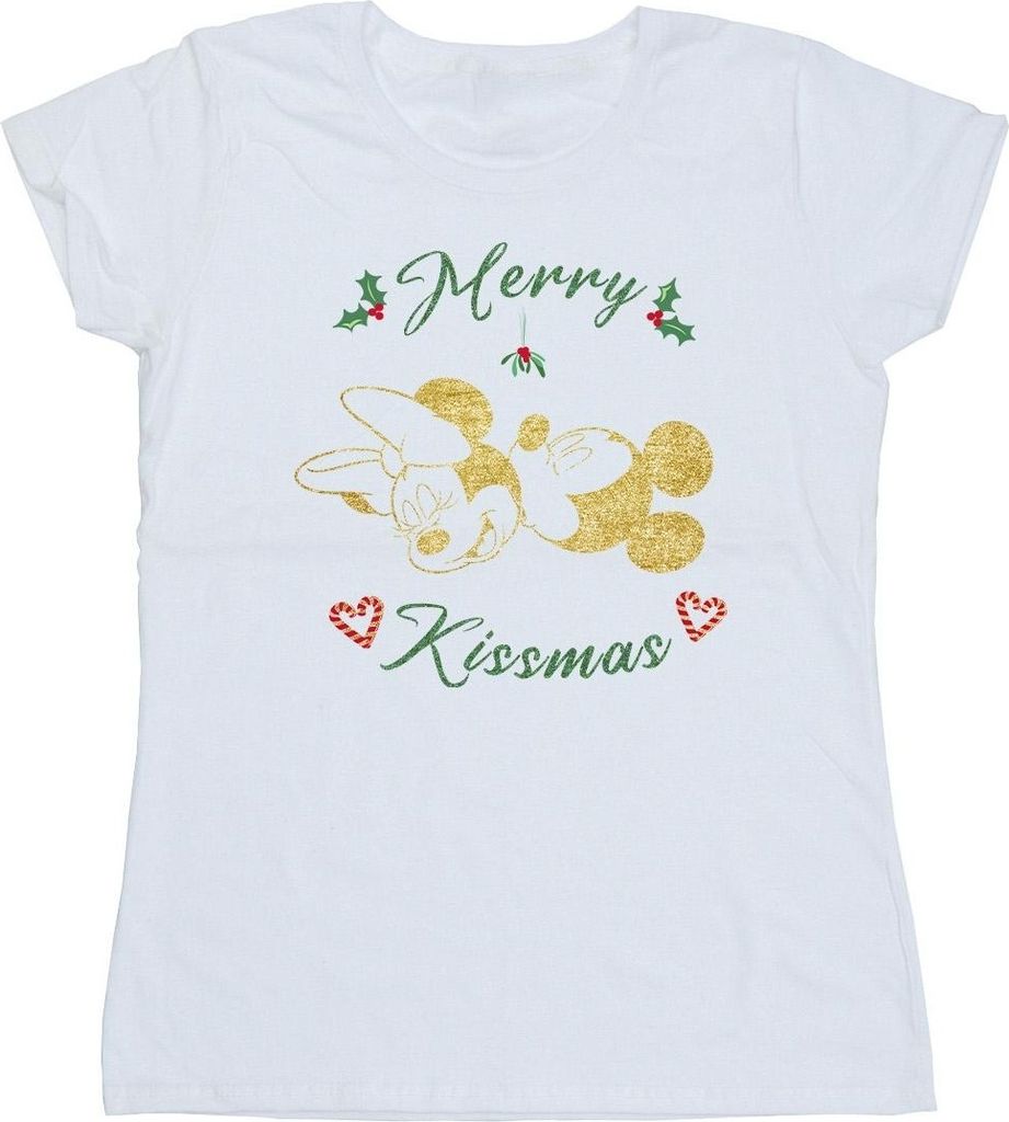 Disney - "Merry Kissmas" T-Shirt für Damen BI33559 (M) (Weiß)