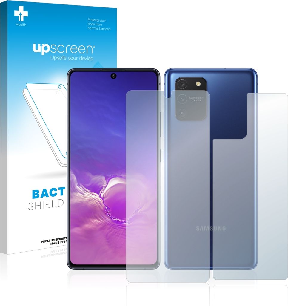 upscreen Schutzfolie für Samsung Galaxy S10 Lite (Vorder + Rückseite) Antibakterielle Folie Matt Entspiegelt Anti-Fingerprint Anti-Kratzer