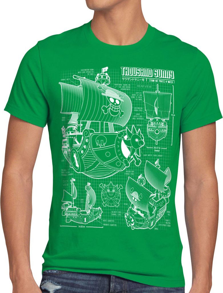 style3 Thousand Sunny Herren T-Shirt strohhut anime japan