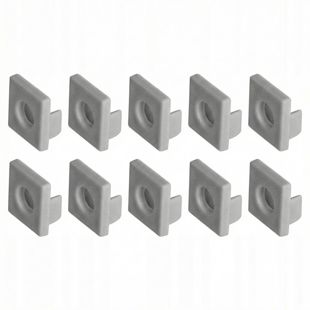 MasterLED 10er Set Endkappen Grau für LED Fliesen-Profil 13x13mm mit Kabeldurchlass