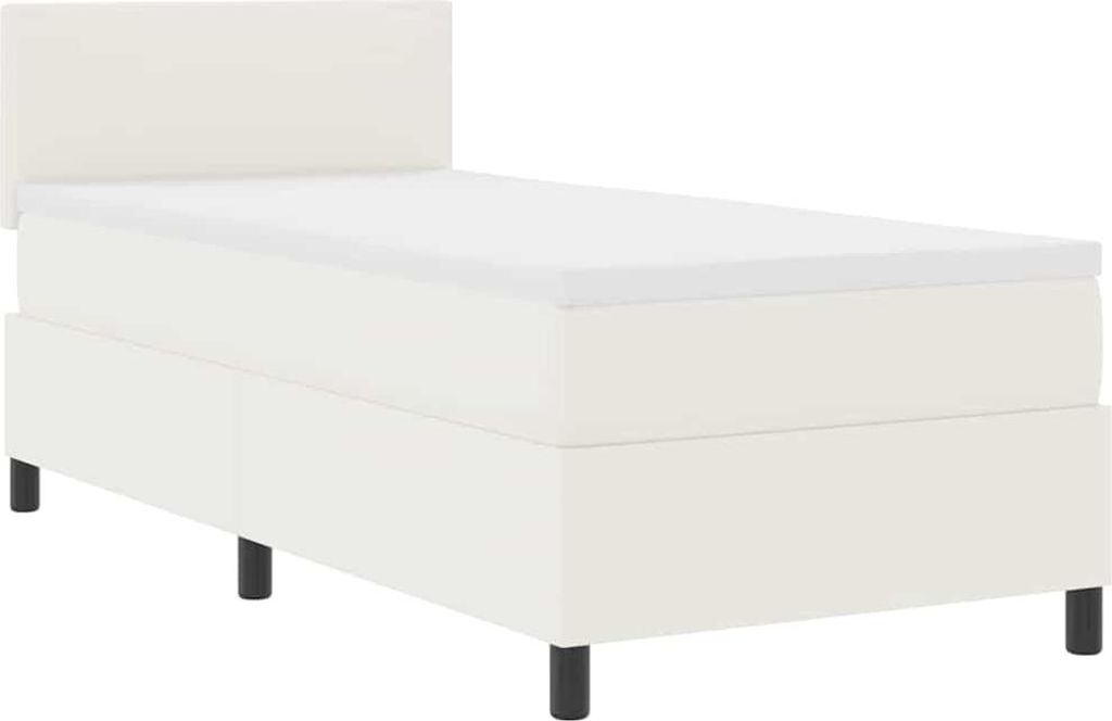vidaXL LED Boxspringbett Creme und Weiß 100 x 200 cm Cordstoff
