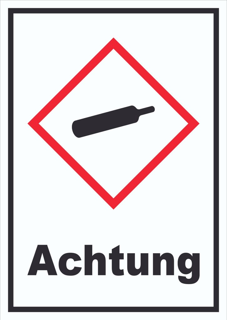 Schild Gasflasche Gas unter Druck Achtung hochkant A6 (105x148mm)