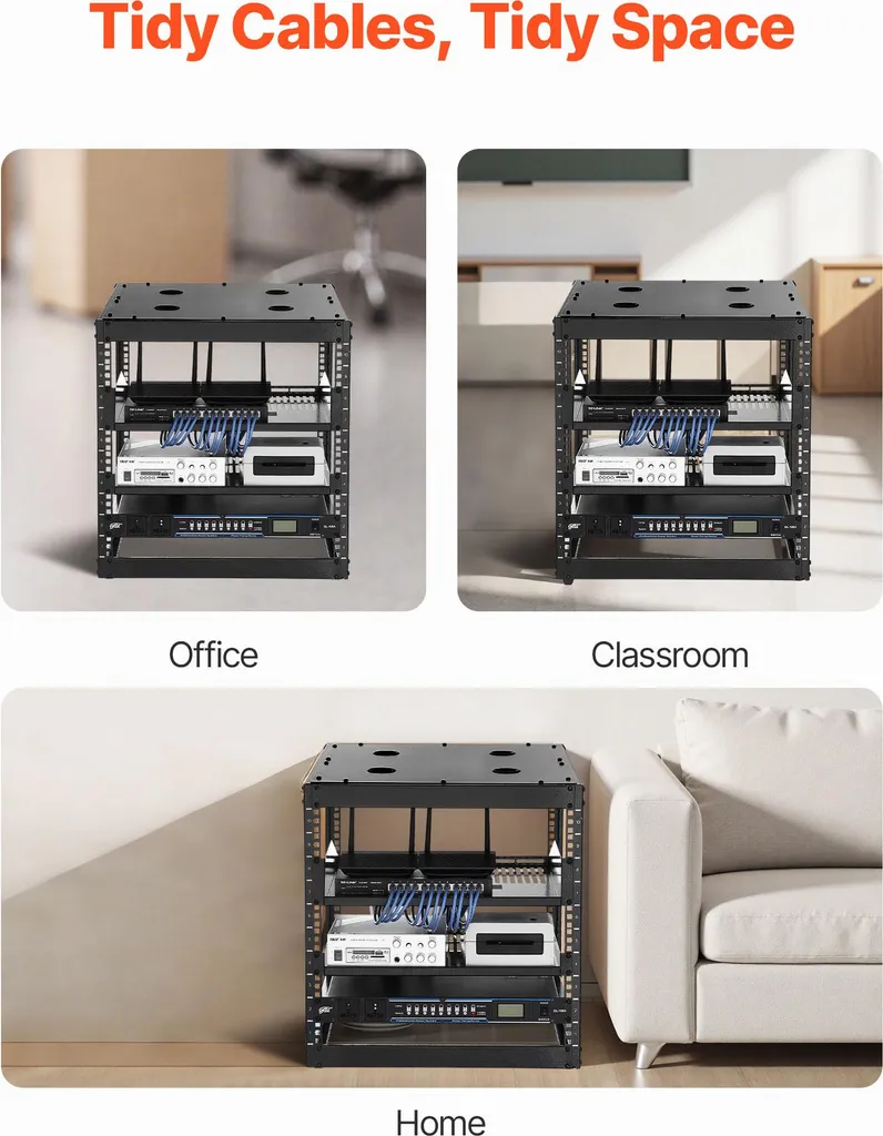 Support Rack 10U pour Installation Informatique et Équipement AV