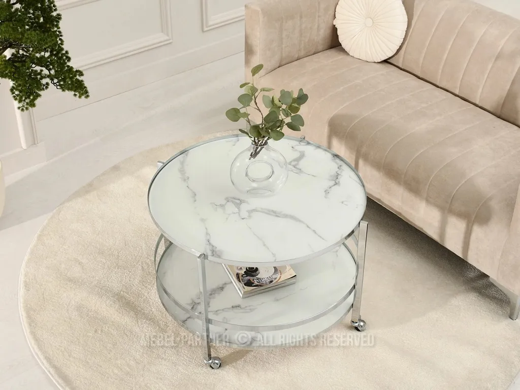 Table basse VITOLD marbre et chrome : robustesse et style chic - 2