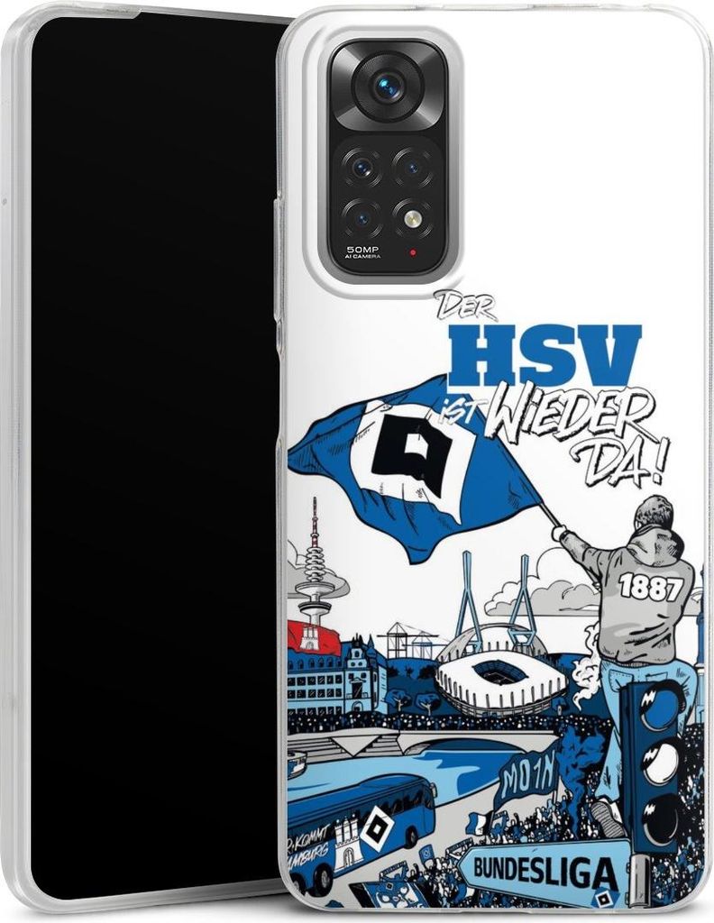 DeinDesign Slim Hülle für Xiaomi Redmi Note 11 4G Silikon Case Ultra Dünn Handyhülle Aufstieg Hamburger SV Offizielles Lizenzprodukt