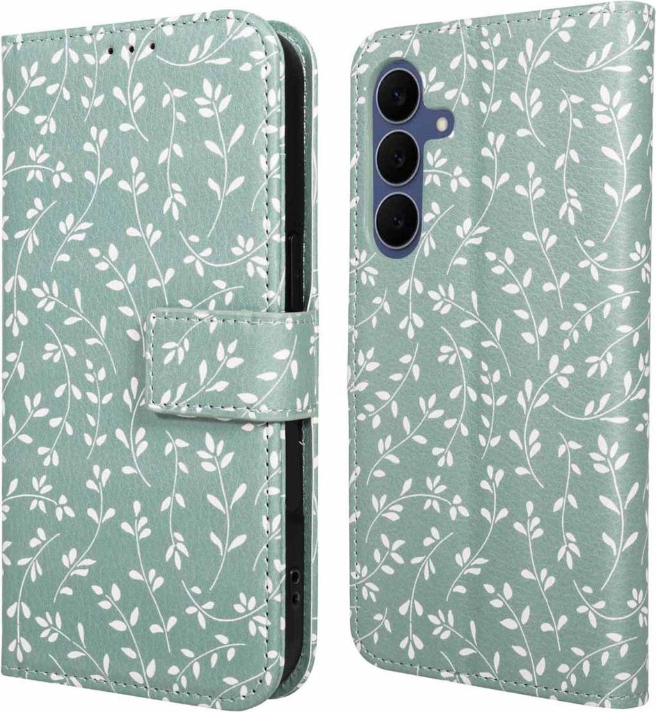 imoshion Design Klapphülle Samsung Galaxy S25 FE - Smoke Green Flowers
