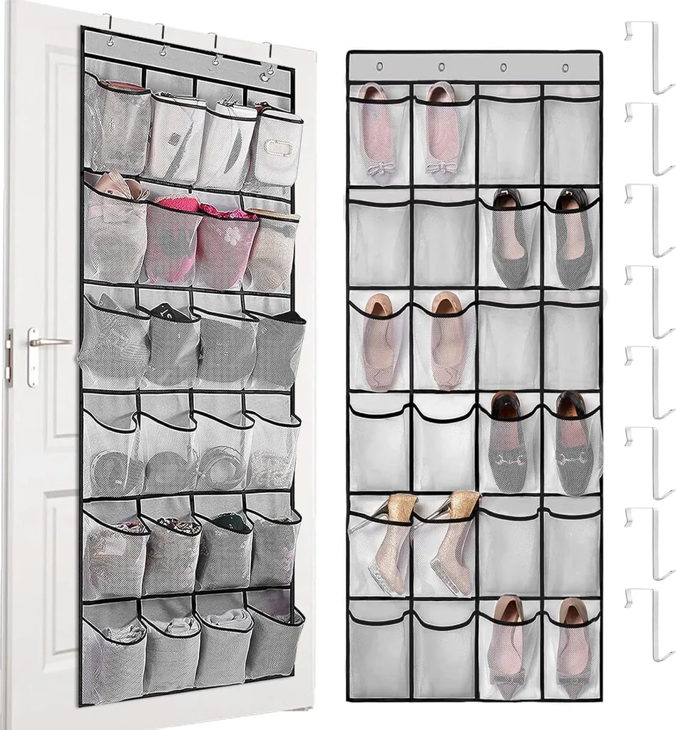 Étagère à chaussures pour porte à 24 compartiments - Organisateur souple