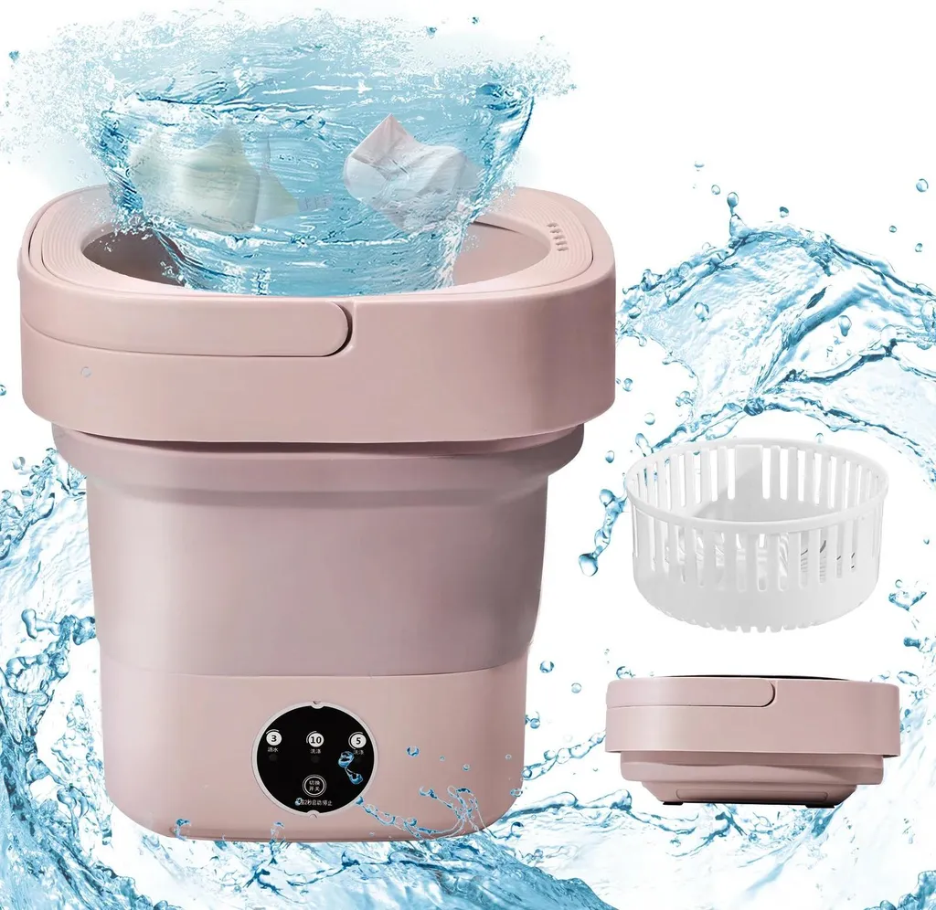 Laver son petit linge facilement : mini machine pliable 6,5L rose