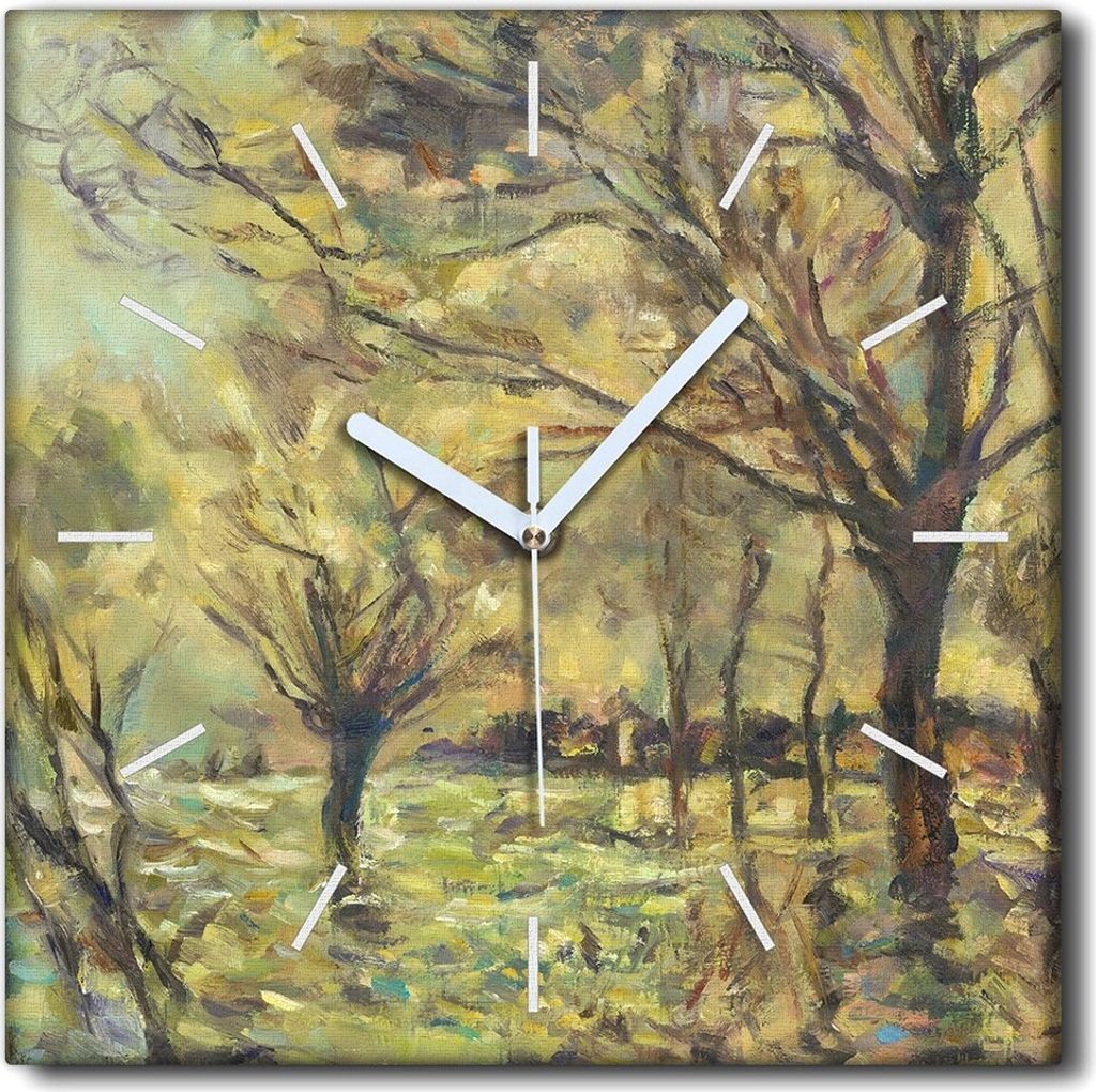 Coloray Uhr auf Leinwand 30x30 cm Wand Uhr Dekoration Wohnzimmer Segeltuch weiße Zeiger -Frühlingsmünzen