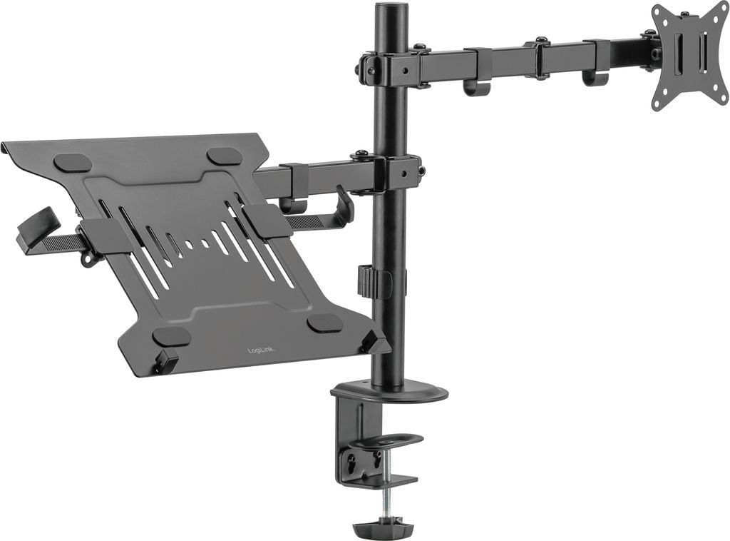 LogiLink Monitorarm mit Notebookhalterung schwarz