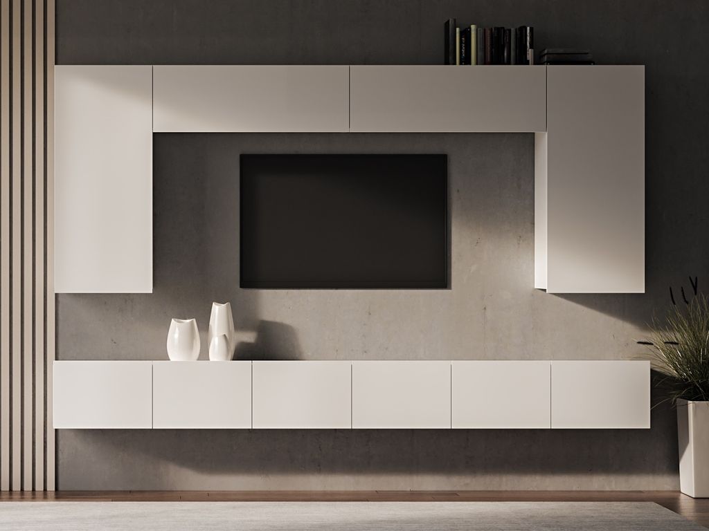 nabbi Wohnzimmerwand Melby 300 - Weiß