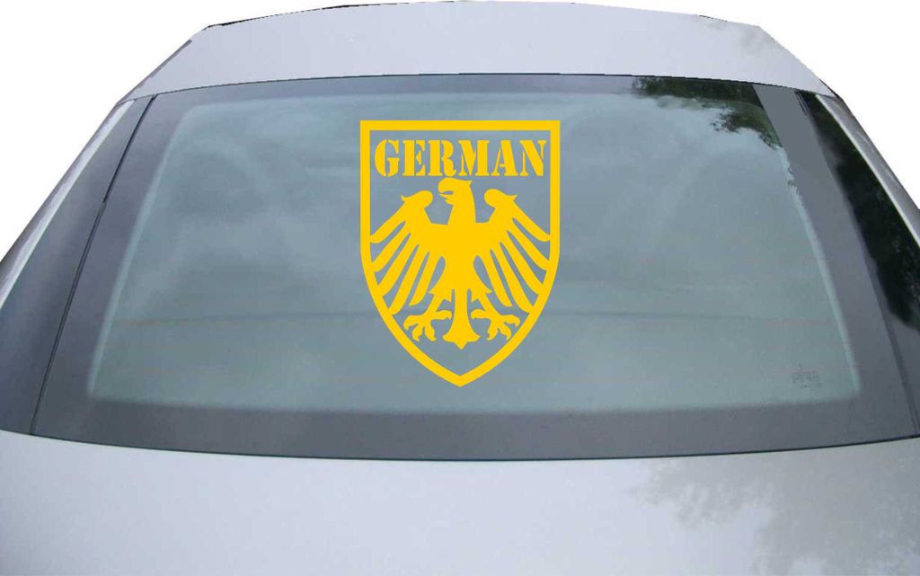 Indigos UG - Aufkleber Heckscheibe & Motorklappe DE7018 - gold - 600x450 mm - Deutschland - deutscher Adler - Auto Scheiben Fenster Heckklappe Tuni...