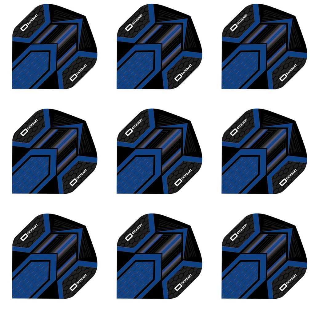 Datadart HEX Dart Flights | 3 Sets = 9 Stück | Standard-Form | 100 Mikron | Blau