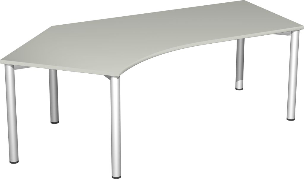 Geramöbel Schreibtisch 135° links feste Höhe, 2166x1130x720, Lichtgrau/Silber, S-550315-LS