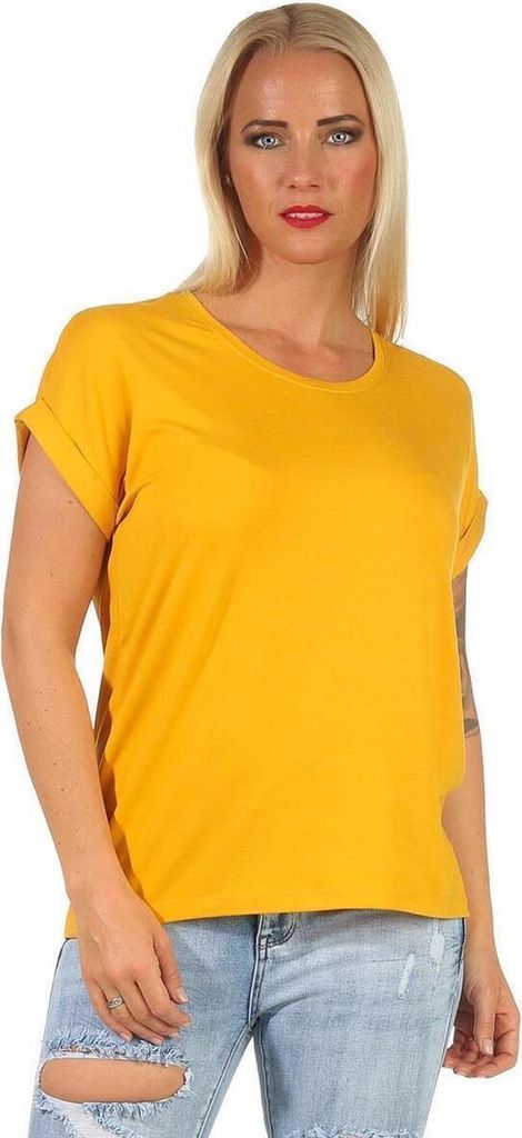 Damen T-Shirt Shirts Kurzarm Sommer, Senf XL