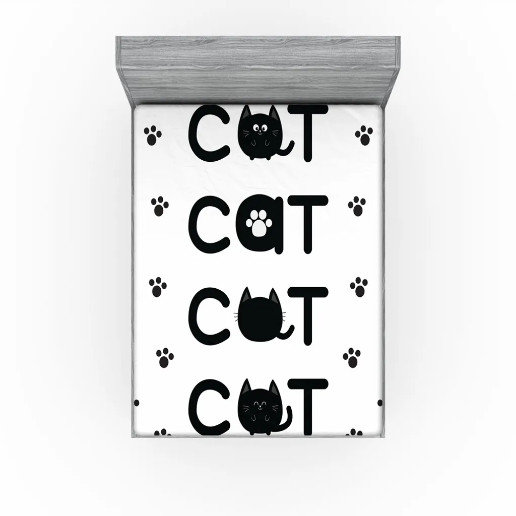 Lenzuolo con Angoli ABAKUHAUS Gattini 180x200 cm - Design Bianco e Nero - 2