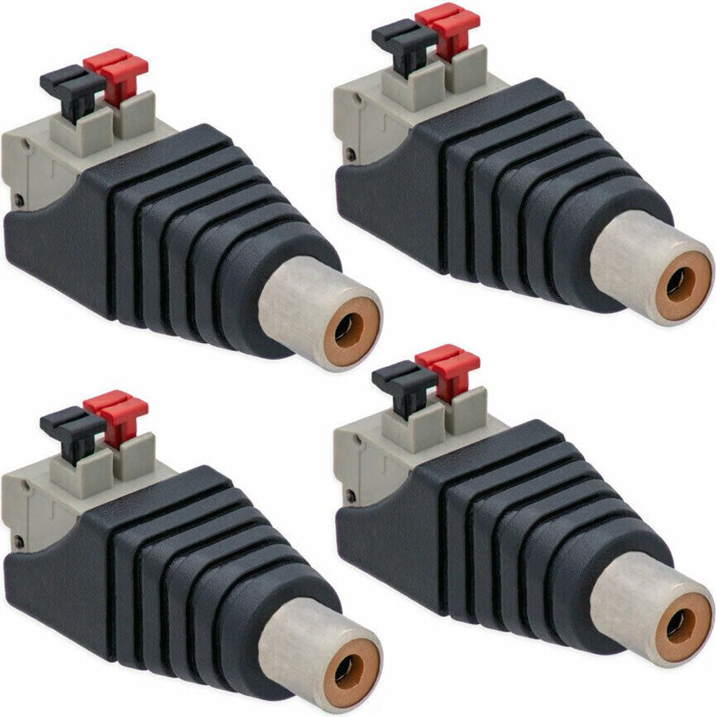 4X Cinch RCA-Buchse Adapter auf Terminal Block 2 Pin Druck Klemmen Kabel Verstärker