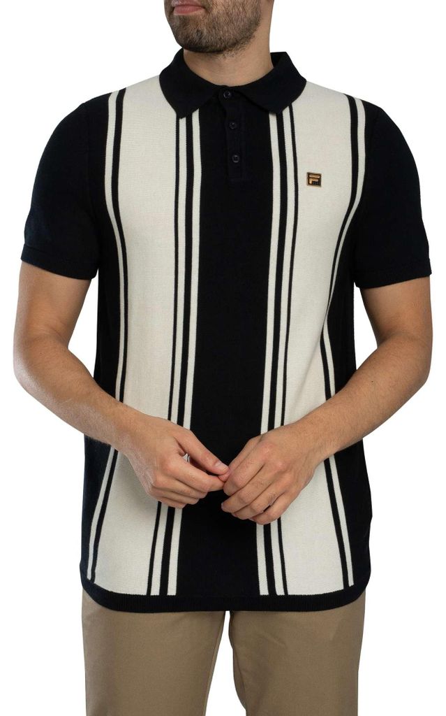 Fila Buddy Bowling Style Strickpolohemd, Schwarz L