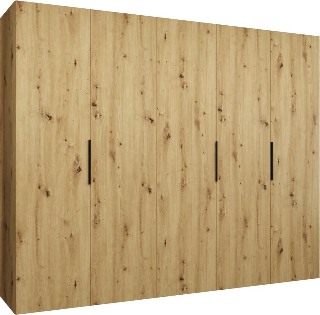 MEBLE KRYSPOL, Kleiderschrank, Schrank 250 cmx202x52, Artisan Eiche, Schwarz