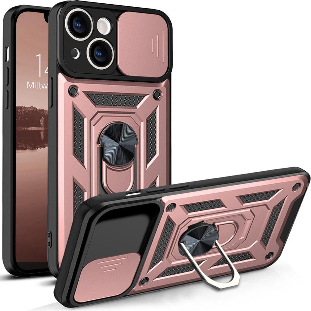 Armor Handyhülle für Apple iPhone 13 Kameraschutz Handy Panzer Case Cover Schutzhülle Outdoor Farbe: Rosegold