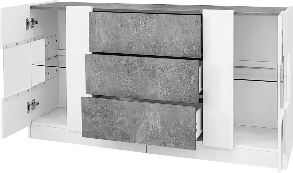 Buffet avec Éclairage LED 16 Couleurs, Meuble de Rangement Blanc 135cm