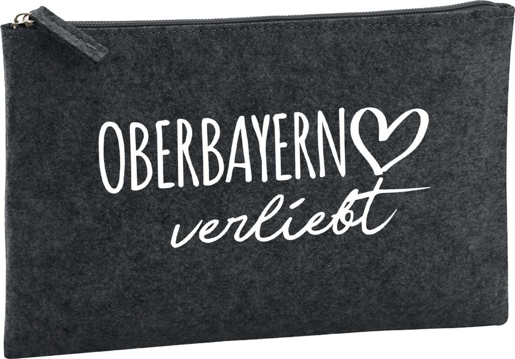 Huuraa Kulturbeutel Oberbayern verliebt 1 Liter Charcoal Filz Kosmetiktasche Geschenkidee