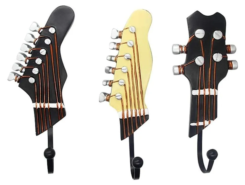 Support mural guitare vintage pour clés et serviettes de bain - 3 pièces
