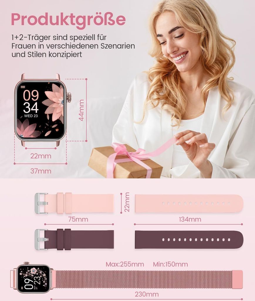 Smartwatch Damen mit Telefonfunktion Fitnessuhr SpO2, Produktbild 6