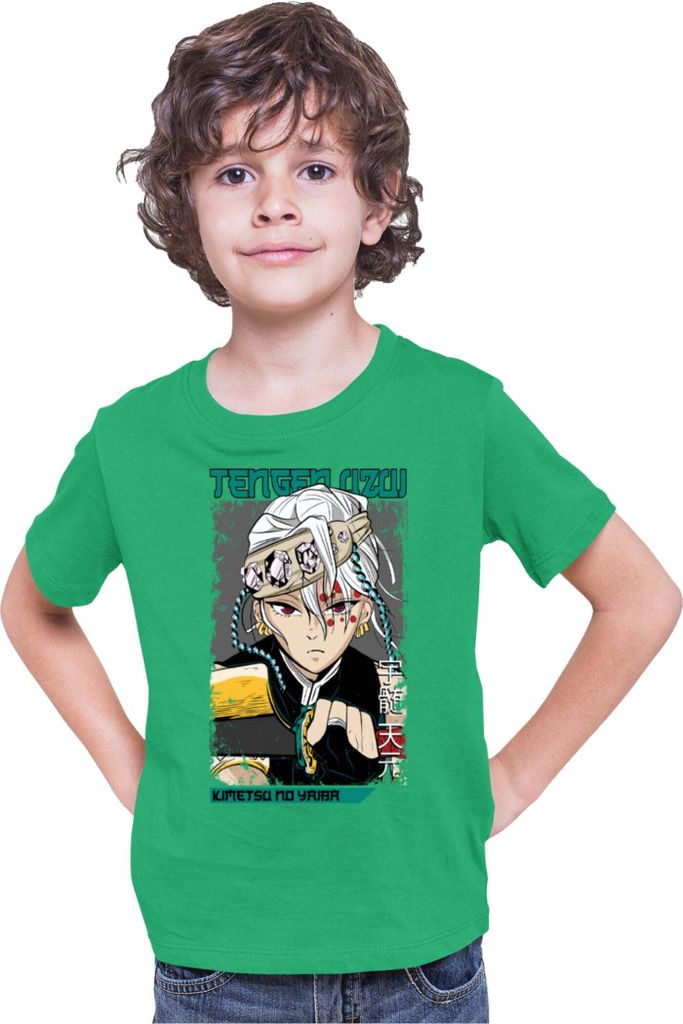 Kinder T-Shirt Demon Anime Slayer Kimetsu No Yaiba Uzui Tengen 001, 7-8 Jahr - 128 / Grün