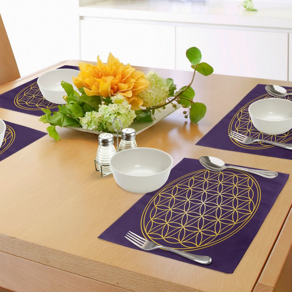 ABAKUHAUS Abstrakt Platzmatten, Geometrische Gebogene Runden Form überlappende Kreise Artsy Sacred Image, Tiscjdeco aus Farbfesten Stoff für das ...