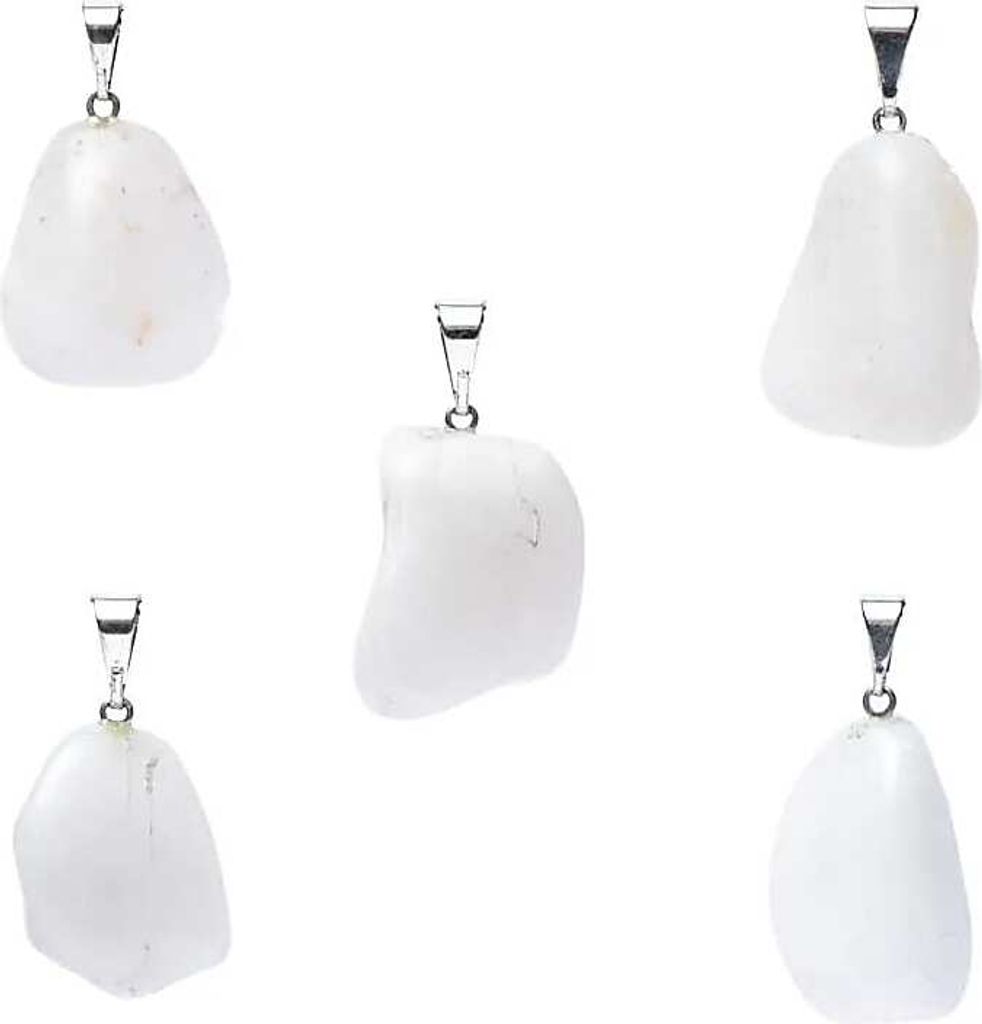 Milchquarz-Edelstein-Anhängerstift, gebohrt – ±2 cm, Packung mit 5 Stück