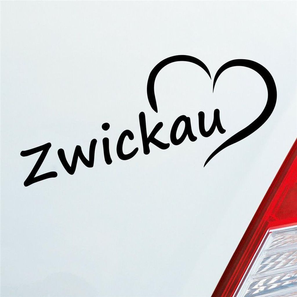 Auto Aufkleber Zwickau Herz Stadt City Liebe Love Heimat 19x8 cm Schwarz Glanz Sticker Heckscheibenaufkleber