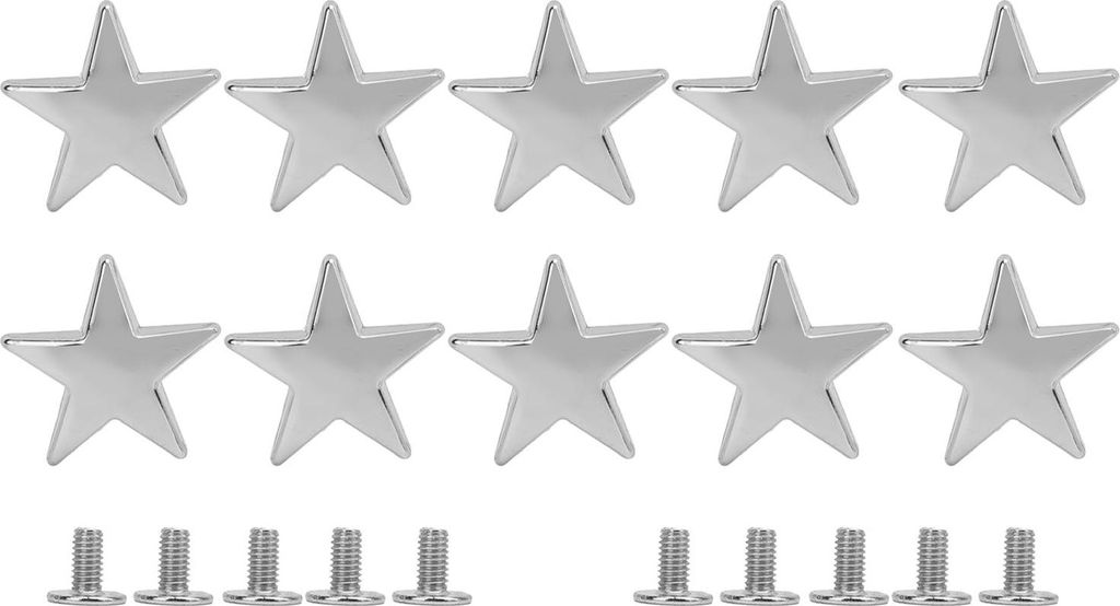 10 PCs Metal Star Nieten 20 mm Hochglanzzinklegierung mit 7 mm pH -Schrauben für Kleidungsschuhe Jacken Silber