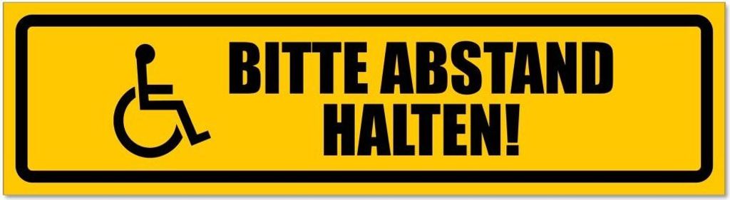 Bitte Abstand halten! Motiv 1 invertiert - Hinweis Aufkleber Sticker für Auto, Kfz, Fahrrad, PKW, LKWGelb - Schwarz - 30 x 8 cmBitte Abstand halte...