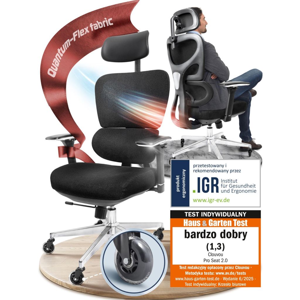 Krzesło biurowe CLOUVOU ProSeat, krzesło do biurka, Zdjęcie produktu 