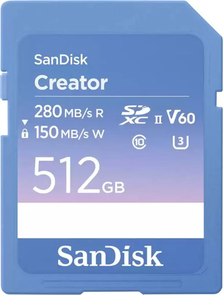 Carte mémoire SDXC SanDisk Creator 512 Go UHS-II haute vitesse V60