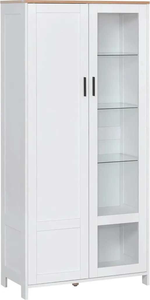Vitrine d'exposition blanche avec porte vitrée et étagères pour le salon