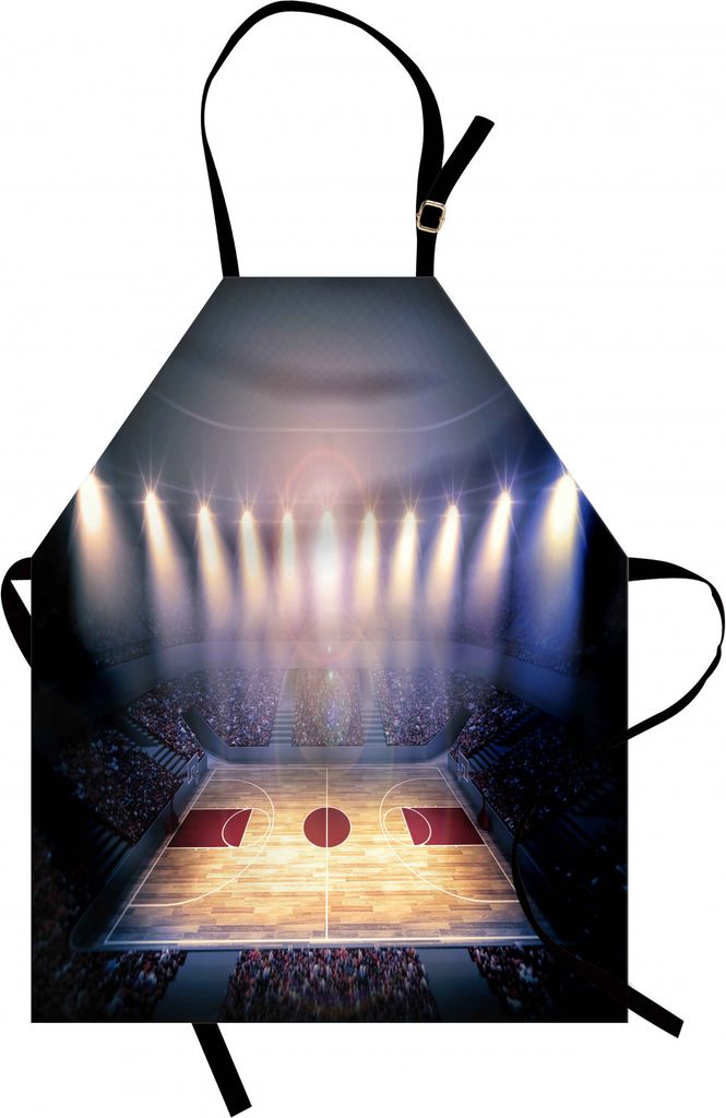 ABAKUHAUS Basketball Kochschürze, Crowded Basketball Arena Kurz Vor Dem Spiel Beginnt School Tournament Thema, Höhenverstellbar Klare Farben ohne...