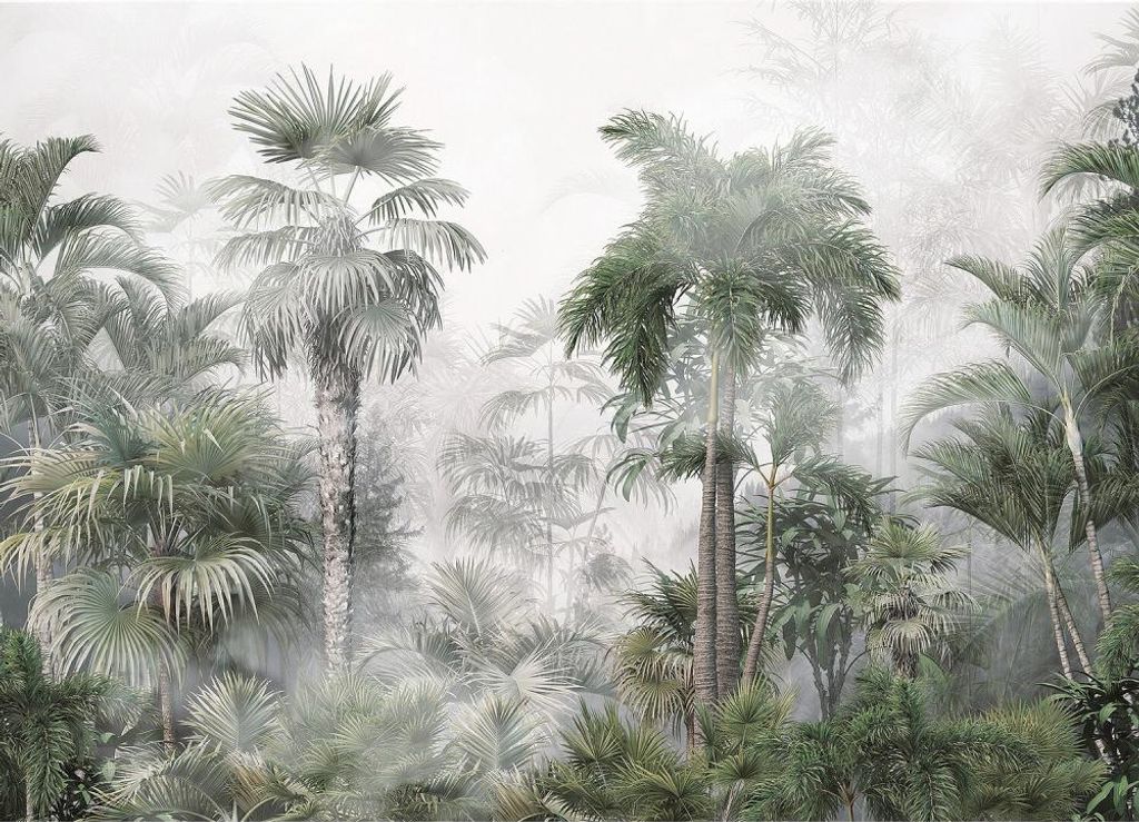 Tapete Palmen im Nebel - 375 x 270 cm