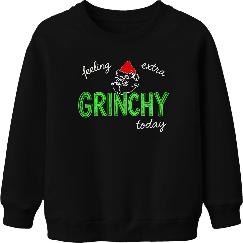 feeling extra GRINCHY today Weihnachten Grinch lustig sarkastisch Uni Kinder Sweatshirt Pullover, Schwarz, 116