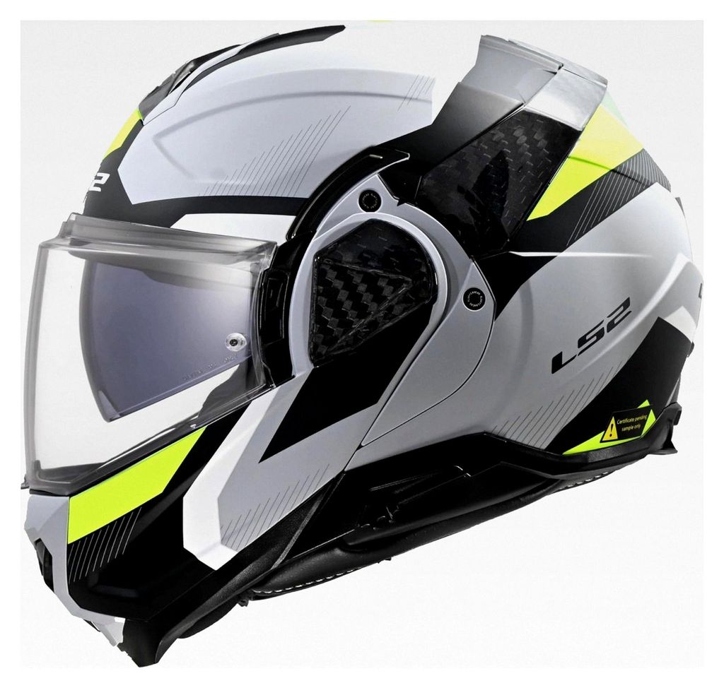 Modularer Motorradhelm ADVANT II TRIPLE Light Grey H-V Yellow, Größe 3XL