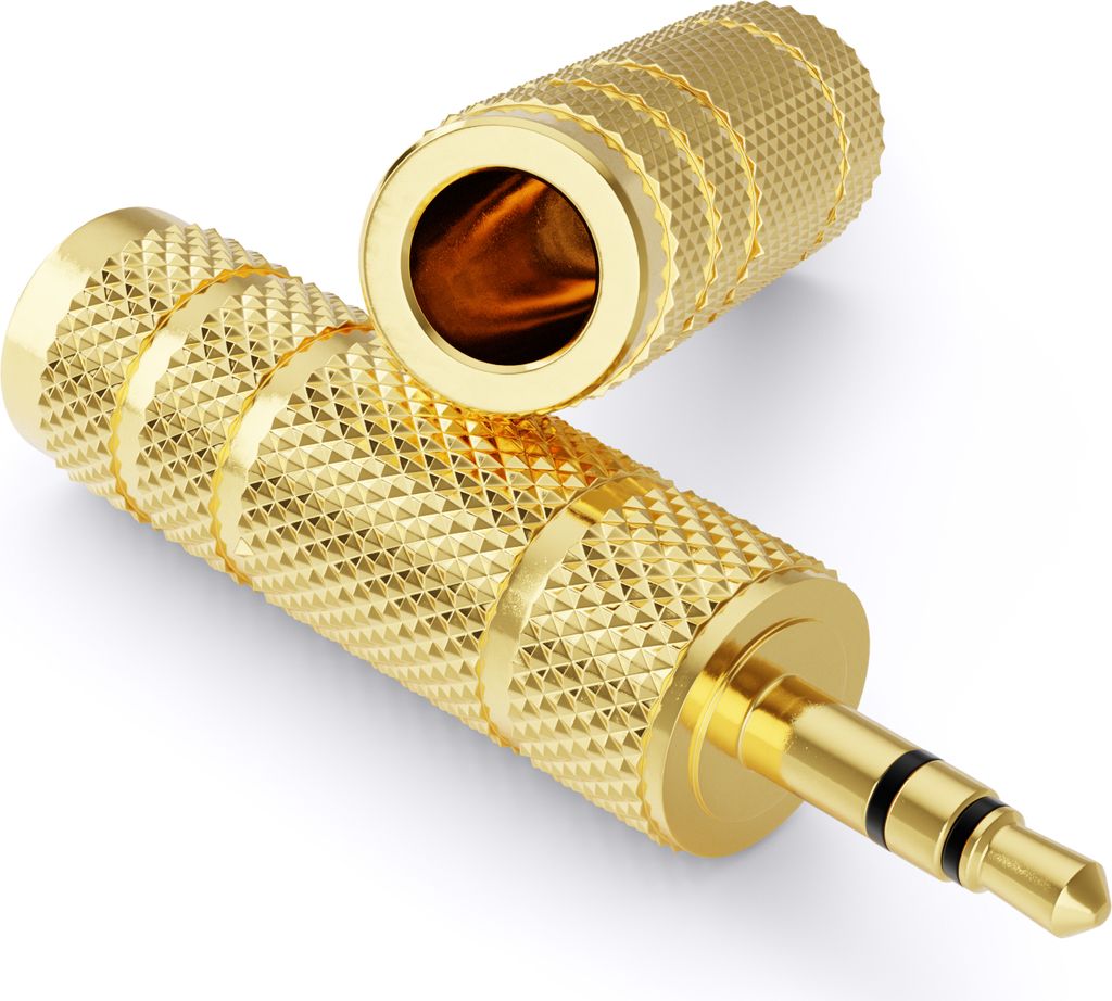 deleyCON 2x Stereo Audio TRS Klinken Adapter Kupplung 3,5mm Klinken Stecker zu 6,35mm Klinken Buchse Handy Smartphone Tablet PC Notebook Computer H...