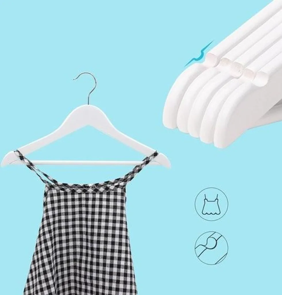 Cintres pour enfants en bois blanc, lot de 20 pièces pour garde-robe