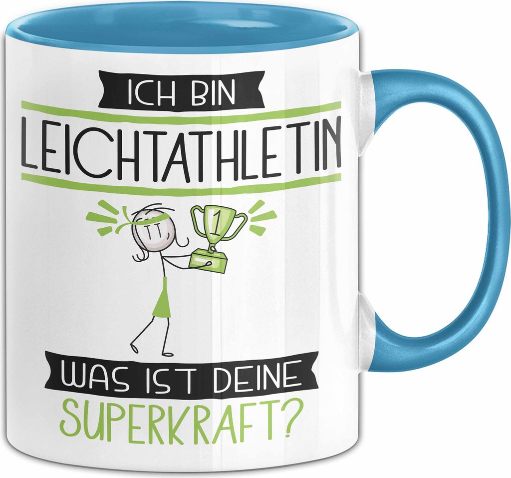 Leichtathletin Geschenk Tasse Ich Bin Leichtathletin Was Ist Deine Superkraft Geschenkidee Lustig Geburtstag Weihnachten (Blau)
