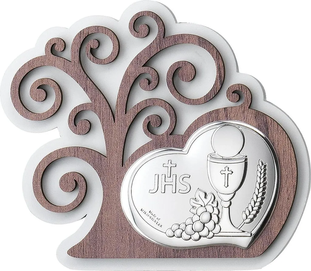 Plaque commémorative de communion en argent avec gravure personnalisée