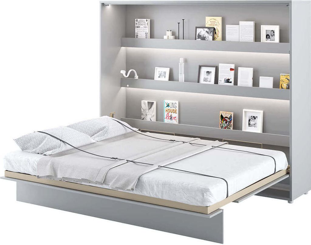 Wandklappbett Bed Concept 160x200 Schrankbett Horizontal Wandbett Gästebett Grau