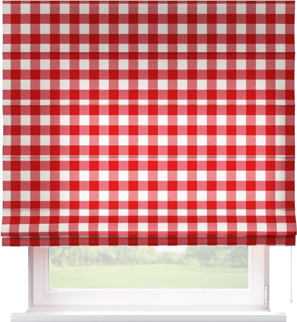Dekoria Raffrollo Capri, ecru-rot kariert, 50 x 60 cm