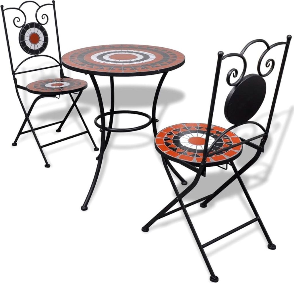 vidaXL 3-tlg. Bistro-Set Keramik Terrakotta und Weiß