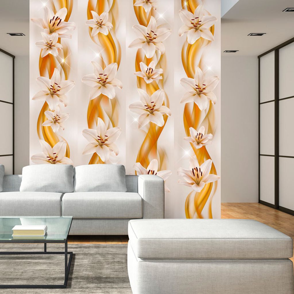 PURO TAPETE - Realistische Tapete ohne Rapport und Versatz 10m Vlies Tapetenrolle Wandtapete modern design Fototapete - Blumen Abstrakt b-A-0269-j-b